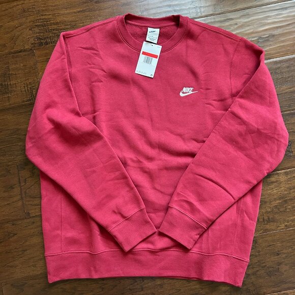 Nike Other - Nike Sportswear Club Fleece Crewneck Sweatshirt Pullover Red BV2662-690 Large